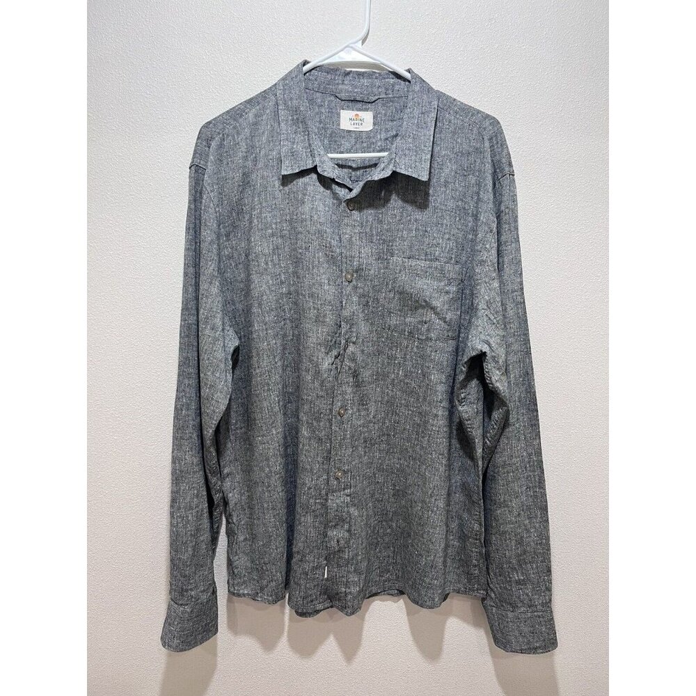 Marine Layer Men’s Button Up Casual Shirt Gray Size Large